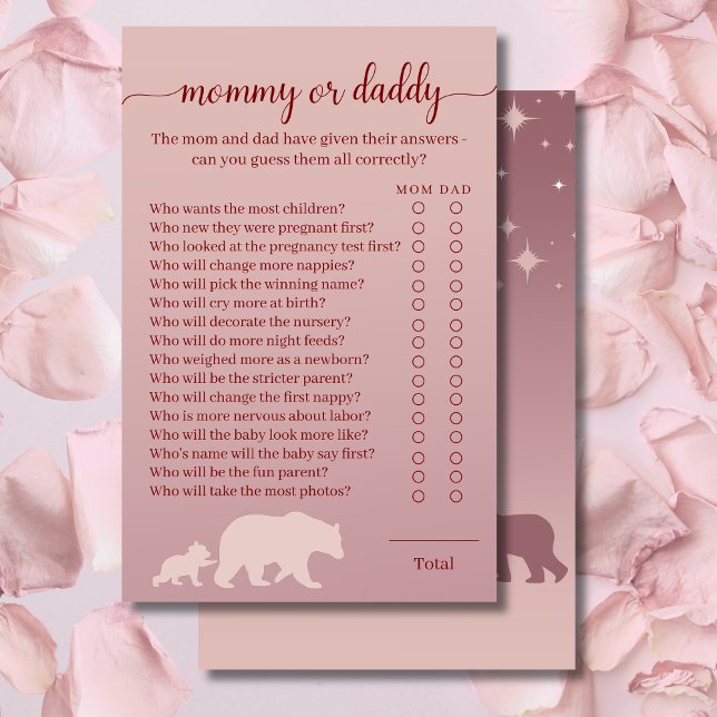 Rustic Bear Baby Shower Mommy or Daddy Quiz (Creator heeft geüpload)