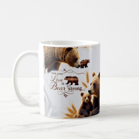 Rustic Bear Family Love is Strong Classic Mug Koffiemok (Links)
