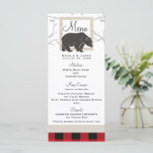 Rustic Bear & Red Plaid Woods Huwelijksmenu Menu (Staand voorkant)