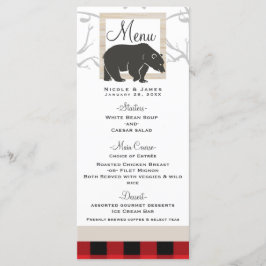 Rustic Bear & Red Plaid Woods Huwelijksmenu Menu