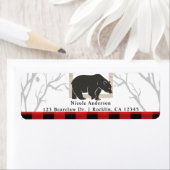 Rustic Bear & Red Plaid Woods Trouwfeest Uitnodigi Etiket (Insitu)