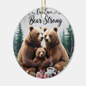 Rustic Bear Strong Family Ceramic Circle Ornament (Links)