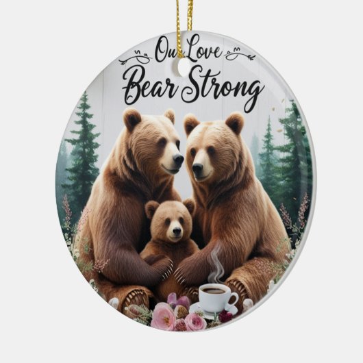 Rustic Bear Strong Family Ceramic Circle Ornament (Links)