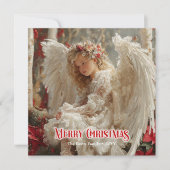 Rustic beautiful angel digital Christmas greeting Feestdagenkaart (Voorkant)