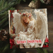 Rustic beautiful angel digital Christmas greeting Feestdagenkaart