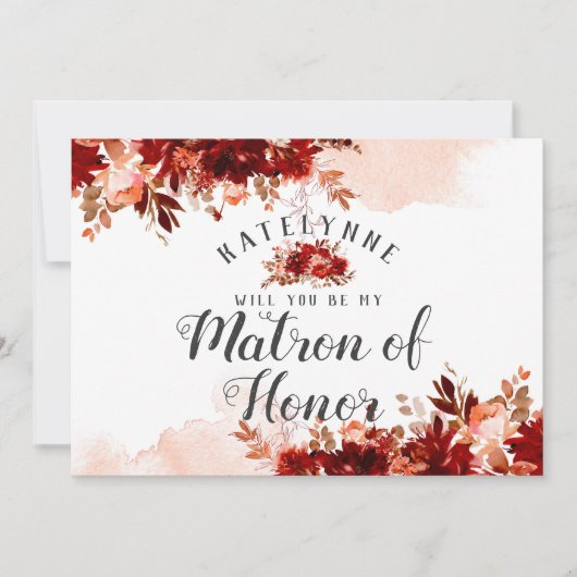 Rustic Beauty be My Matron of Honor proposal Kaart (Voorkant)