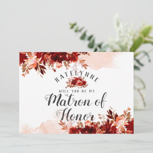 Rustic Beauty be My Matron of Honor proposal Kaart (Staand voorkant)