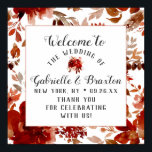 Rustic Beauty Floral Framed Wedding Welcome Sign Poster<br><div class="desc">Rustic Beauty Floral Framed Waterverf Bohemian Autumn of Herfst Design met Boho Hand Painted Flowers, veren en Vele kleurrijke sinaasappels, roest, rood, Bourgogne, Marsala en perzikbladeren en -bladeren. Met de Hand Tekende elementen van de Lijn, Zwemelen de Hand Lettert Doopvonten, en het Geometrische Vierkante Poster van het Welkome Teken van...</div>