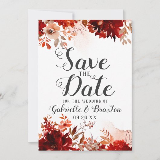 Rustic Beauty Floral Waterverf Save the Date (Voorkant)