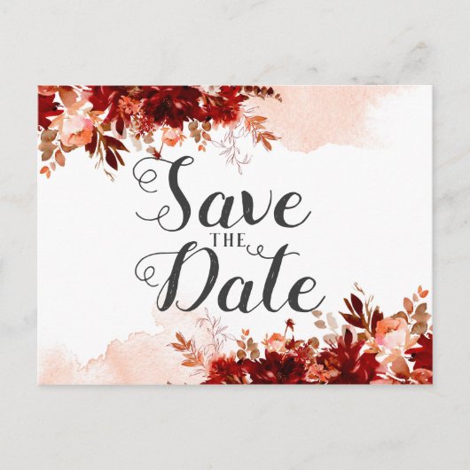 Rustic Beauty Floral Waterverf Save the Date Aankondigingskaart (Voorkant)