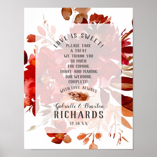 Rustic Beauty Herfst Love is Sweet Treat Table Sig Poster (Voorkant)