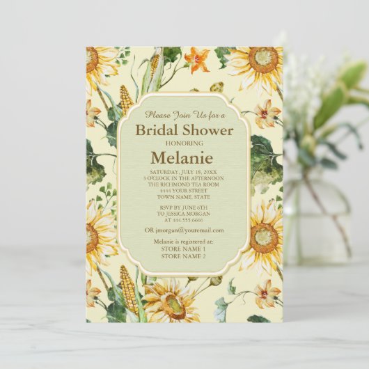 Rustic Beauty Zonnebloem Botanisch Vrijgezellenfee Kaart (Staand voorkant)