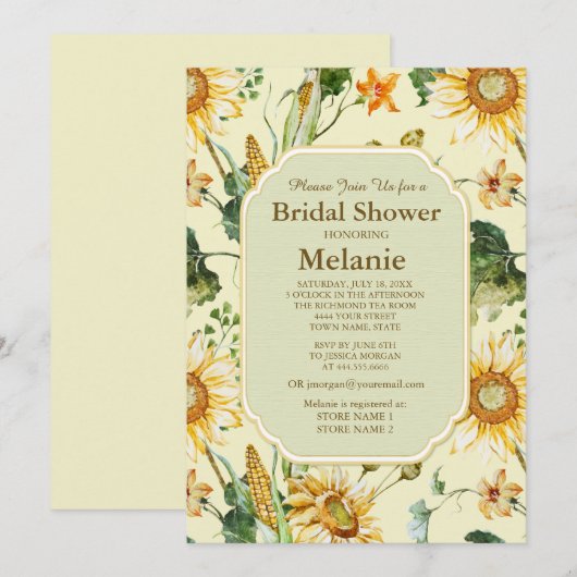 Rustic Beauty Zonnebloem Botanisch Vrijgezellenfee Kaart (Voorkant / Achterkant)