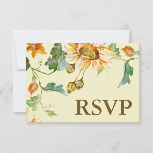 Rustic Beauty Zonnebloem Botanische RSVP Kaartje (Voorkant)