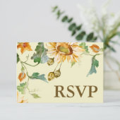 Rustic Beauty Zonnebloem Botanische RSVP Kaartje (Staand voorkant)