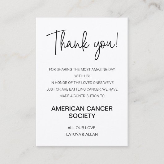 Rustic bedankt dat je doneert aan liefdadigheidsbr plaatskaartje (Voorkant)