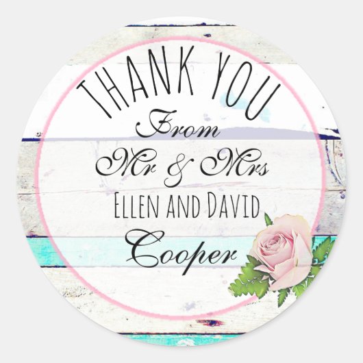 Rustic Bedankt Floral Wedding Sticker (Voorkant)