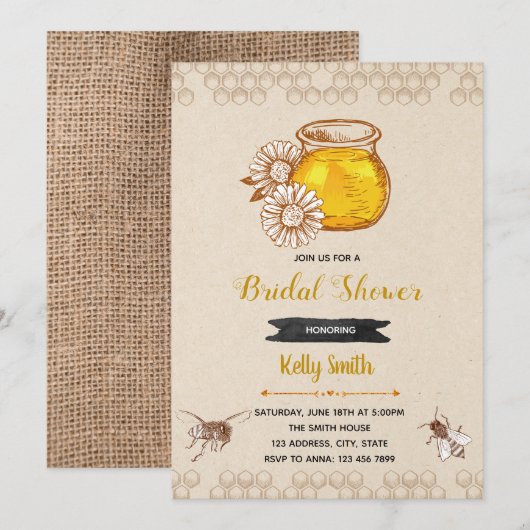 Rustic, bedoeld om een uitnodiging voor een douche (Voorkant / Achterkant)