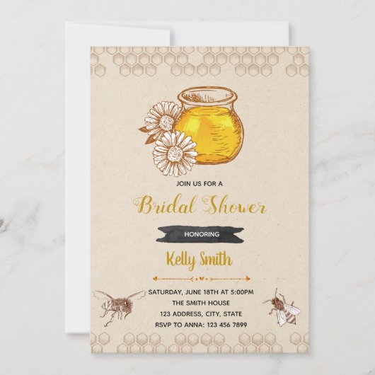 Rustic bedoeld voor bijenbaby shower uitnodiging (Voorkant)