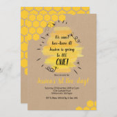 Rustic Bee 1e verjaardagsfeest uitnodiging (Voorkant / Achterkant)