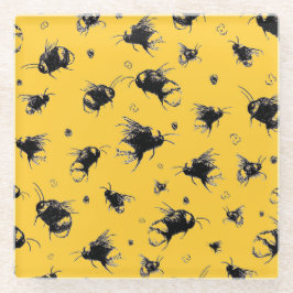 Rustic Bee Onderzetter - Hand getrokken, boerderij Glazen Onderzetter