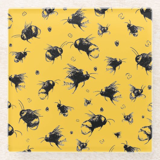 Rustic Bee Onderzetter - Hand getrokken, boerderij Glazen Onderzetter (Voorkant)