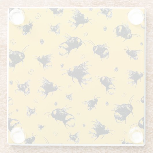 Rustic Bee Onderzetter - Hand getrokken, boerderij Glazen Onderzetter (Achterkant)