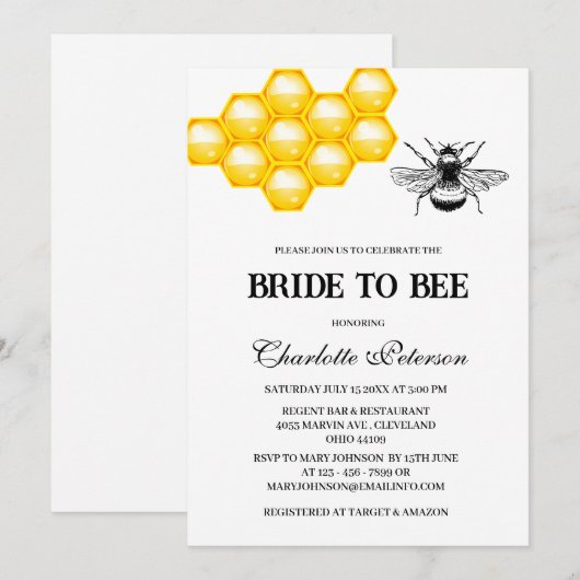 Rustic Bee Thmed Vrijgezellenfeest Kaart (Voorkant / Achterkant)