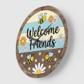 Rustic Bee Welcome Friends Grote Klok (Hoek)