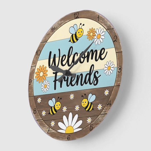 Rustic Bee Welcome Friends Grote Klok (Hoek)
