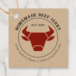 Rustic Beef Jerky Label met Bull Silhouette