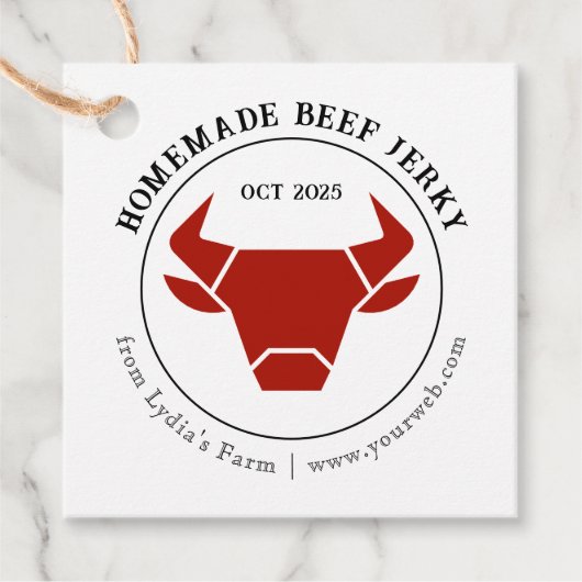Rustic Beef Jerky Label met Bull Silhouette (Voorkant)
