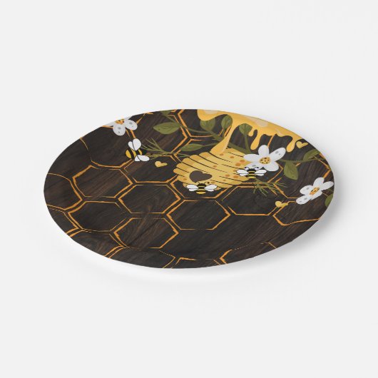 Rustic Beehive Honeybees Baby shower Papieren Bordje (Gekanteld)