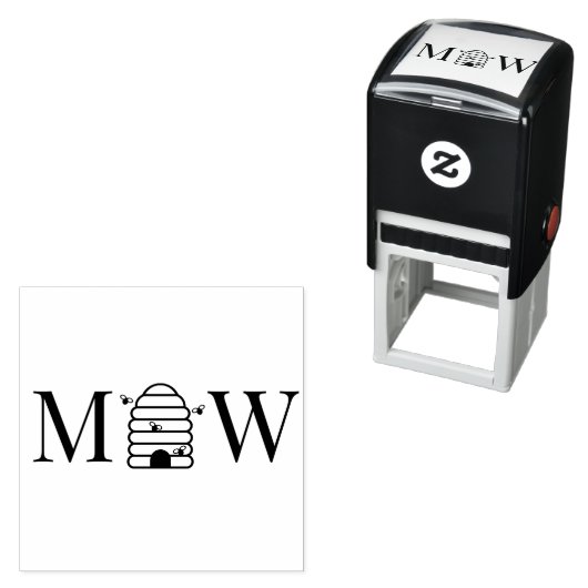 Rustic Beehive with Bees Couple Wedding 2 Initial  Zelfinktende Stempel (In situ)