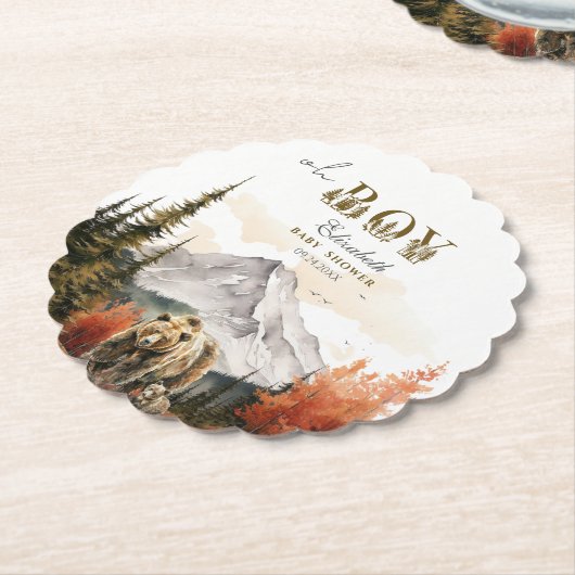 Rustic Beer Adventure "Oh Boy" Baby shower Kartonnen Onderzetters (Gekanteld)