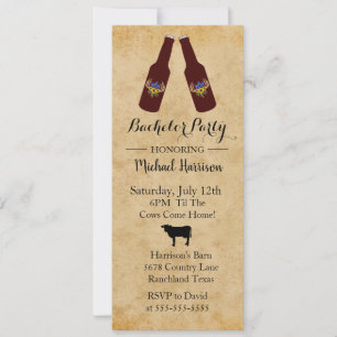 Rustic Beer Bottle Bachelor Party Invitation Aankondiging