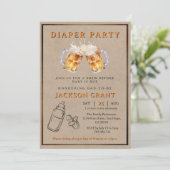 Rustic Beer Diaper Party Papa wordt Baby shower Kaart (Staand voorkant)