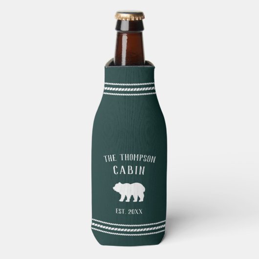 Rustic Beer - Gepersonaliseerde naam gezinscabine Flesjeskoeler (Fles Voorkant)