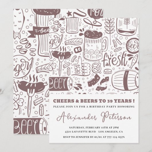  Rustic Beer Mannen 39ste verjaardag Kaart (Voorkant / Achterkant)