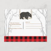 Rustic Beer Rood Geruit Bos Bruiloft Save the Date Aankondigingskaart (Achterkant)