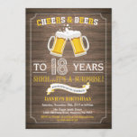 Rustic Beer Surprise 18th Birthday Invitation Kaart<br><div class="desc">Cheers and Beers Surprise 18th Birthday Invitation Card with rustic wood background. Voor verdere aanpassing,  te klikken gelieve de knoop "van de Aanpassing het"en ons ontwerphulpmiddel te gebruiken om deze sjabloon te wijzigen.</div>