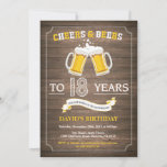 Rustic Beer Surprise 18th Birthday Invitation Kaart<br><div class="desc">Cheers and Beers 18th Birthday Invitation Card met rustic wood background. Voor verdere aanpassing,  te klikken gelieve de knoop "van de Aanpassing het"en ons ontwerphulpmiddel te gebruiken om deze sjabloon te wijzigen.</div>