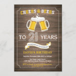 Rustic Beer Surprise 21st Birthday Invitation Kaart<br><div class="desc">Kaas en bier 21e Birthday Invitation Card met bijtende houtachtergrond. Voor verdere aanpassing,  te klikken gelieve de knoop "van de Aanpassing het"en ons ontwerphulpmiddel te gebruiken om deze sjabloon te wijzigen.</div>