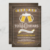Rustic Beer Surprise 40th Birthday Invitation Kaart (Voorkant / Achterkant)
