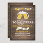 Rustic Beer Surprise 60ste verjaardag uitnodiging (Voorkant / Achterkant)