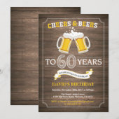 Rustic Beer Surprise 60ste verjaardag uitnodiging (Voorkant / Achterkant)