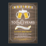 Rustic Beer Surprise 60th Birthday Invitation Kaart<br><div class="desc">Cheers and Beers 60th Birthday Invitation Card met bijtende houten achtergrond. Voor verdere aanpassing,  te klikken gelieve de knoop "van de Aanpassing het"en ons ontwerphulpmiddel te gebruiken om deze sjabloon te wijzigen.</div>