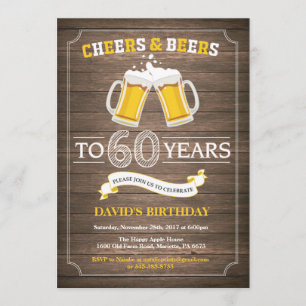 Rustic Beer Surprise 60th Birthday Invitation Kaart