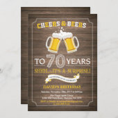 Rustic Beer Surprise 70ste verjaardag uitnodiging (Voorkant / Achterkant)