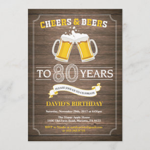 Rustic Beer Surprise 80th Birthday Invitation Kaart
